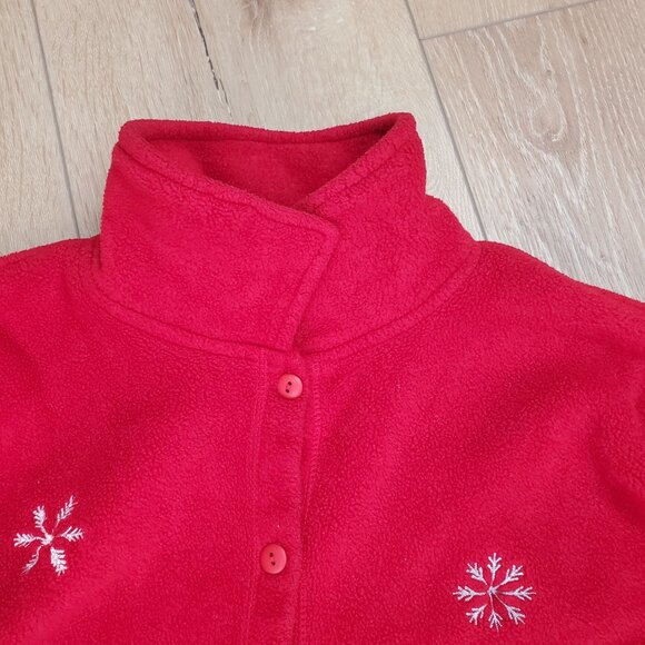 Nick & Sarah Cardigan Sweater Womens Plus Sz 3X Red Fleece Christmas Embroidered - Picture 3 of 14
